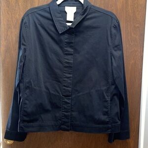 Talbots size M solid black stretch cotton shirt-jacket